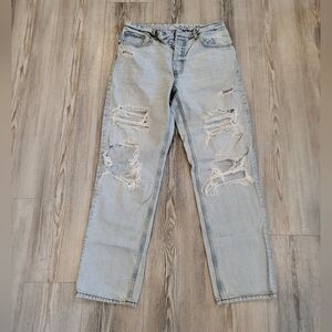 Trendy Light Blue Ripped Boyfriend Jeans